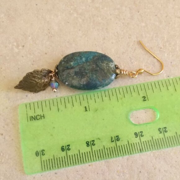 Unique Crazy Lace Agate Earrings - Blue Gray & Black - Mixed Metals Hardware - Picture 4 of 7